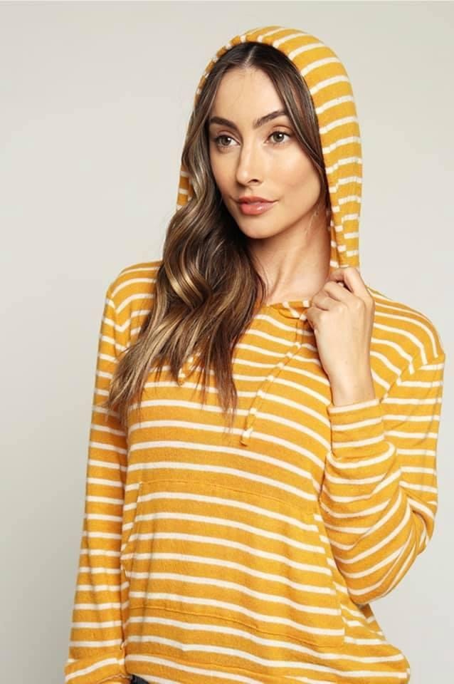 Striped Hooded Top