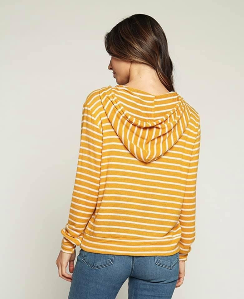 Striped Hooded Top