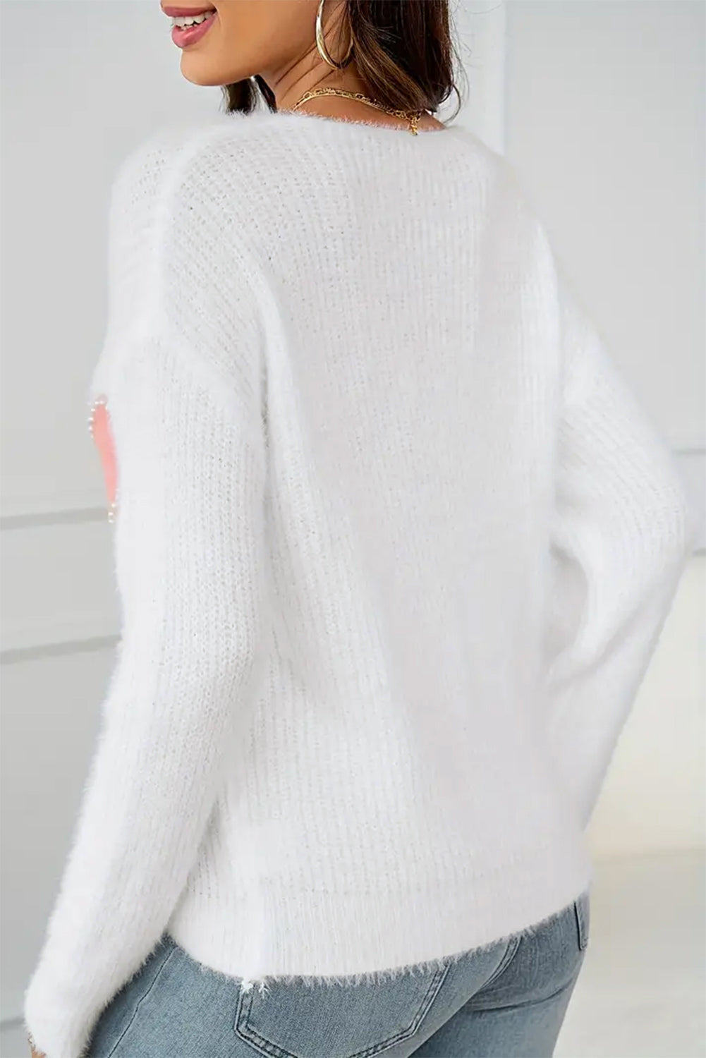 PearlPuff Heart Sweater
