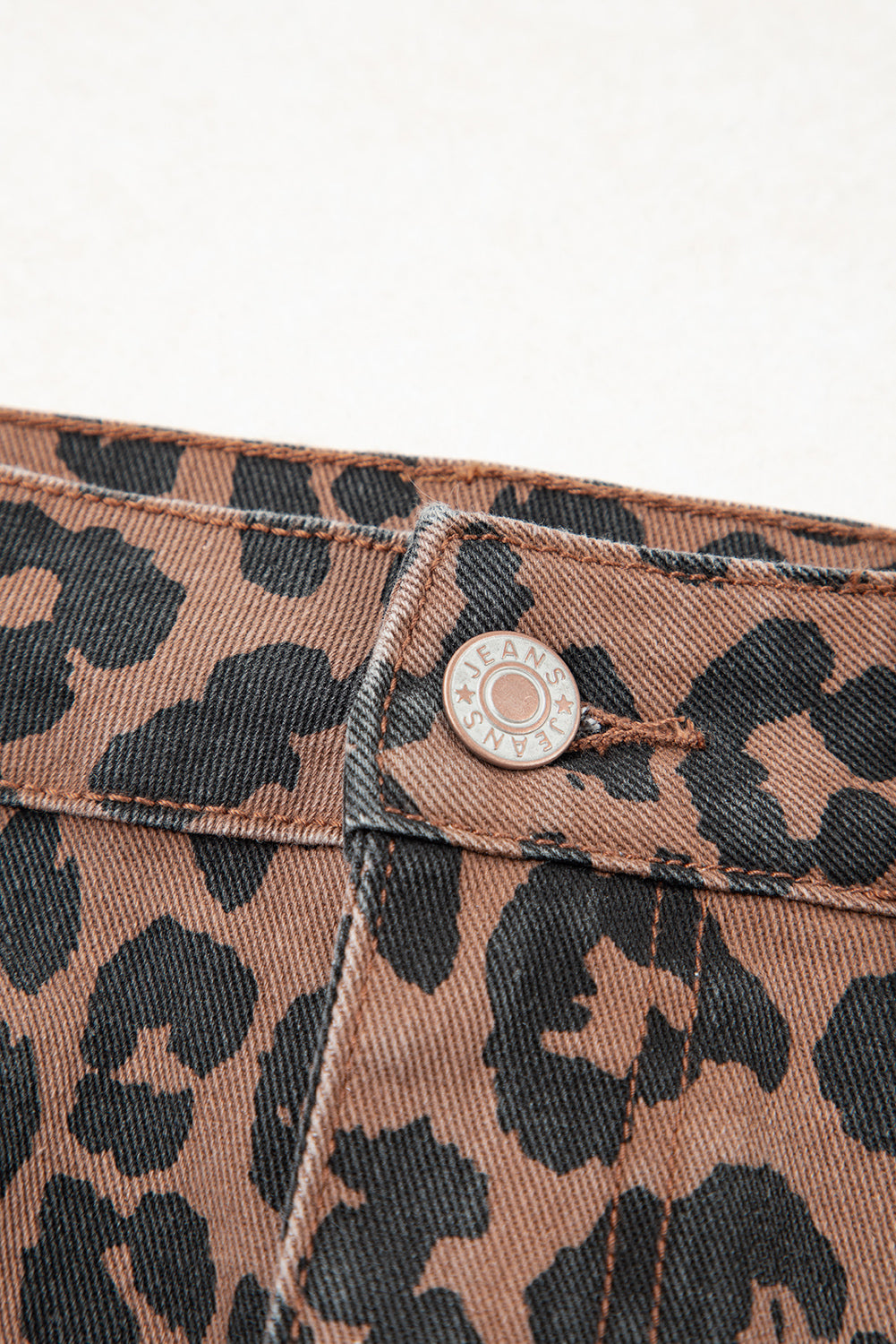 Denim Leopard Frayed Midi Skirt