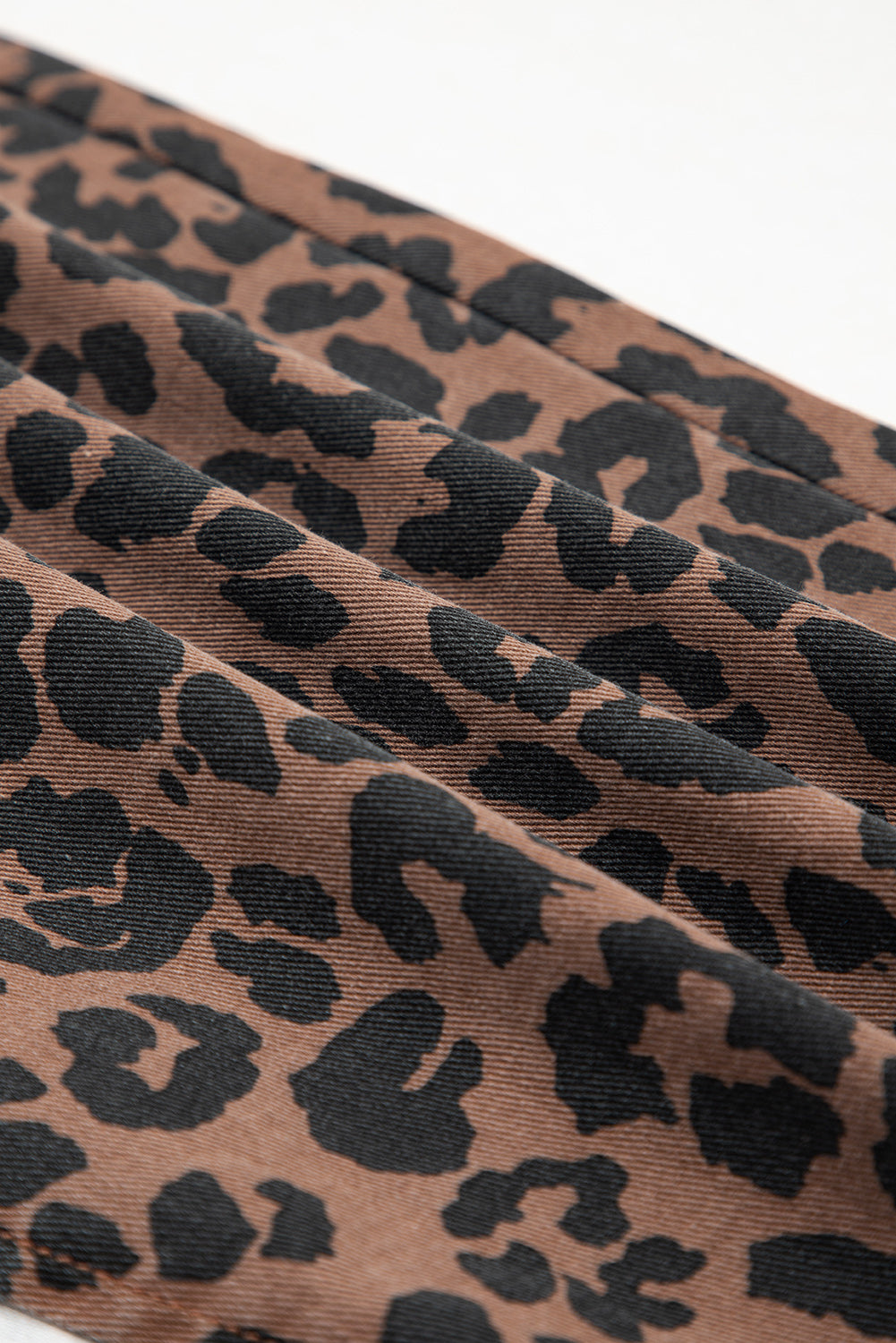 Denim Leopard Frayed Midi Skirt